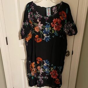 Johnny Was Black Floral Midi Top/Dress